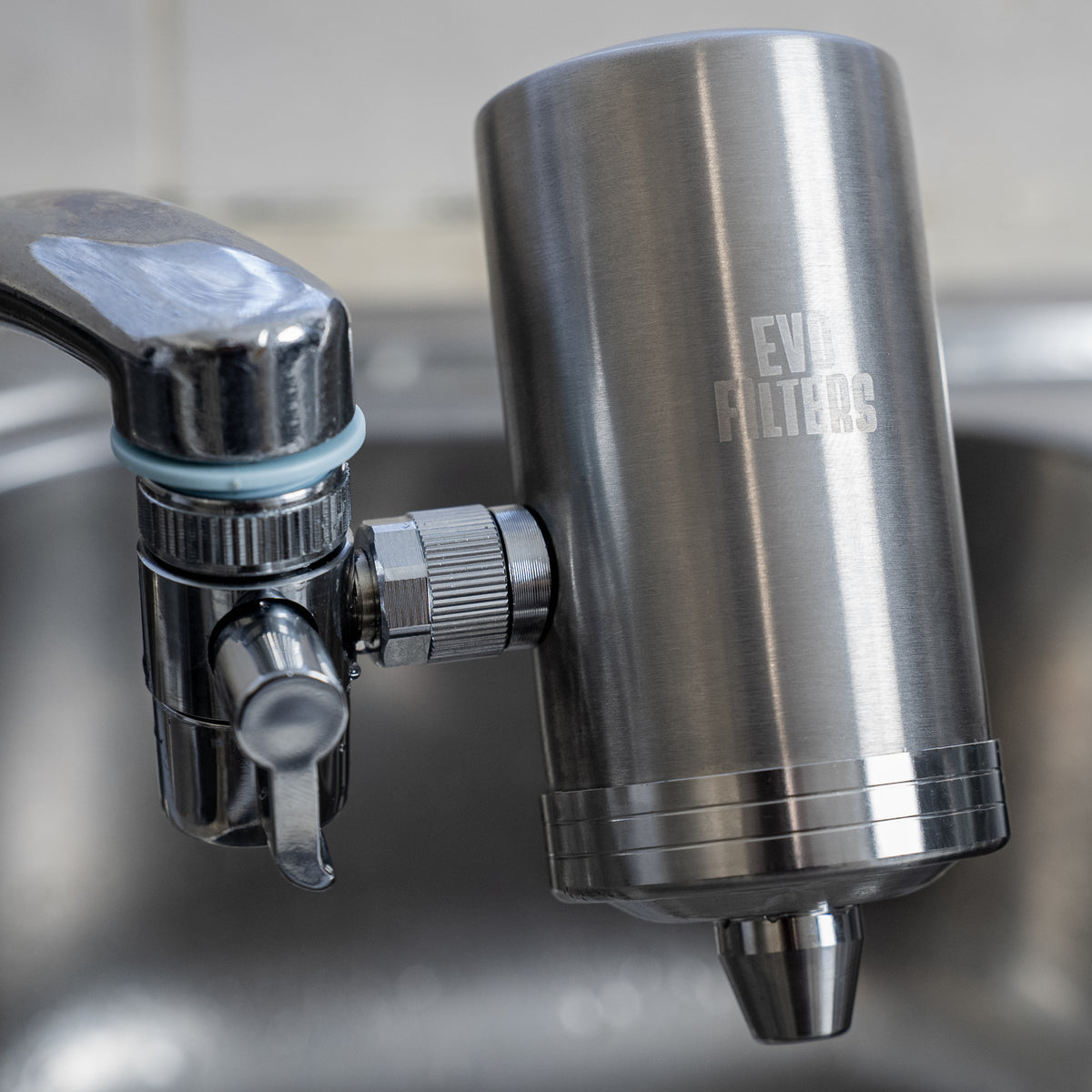 Evo Faucet Water Filter - 99% Contaminant Removal - Stainless Steel Kitchen Tap Filter