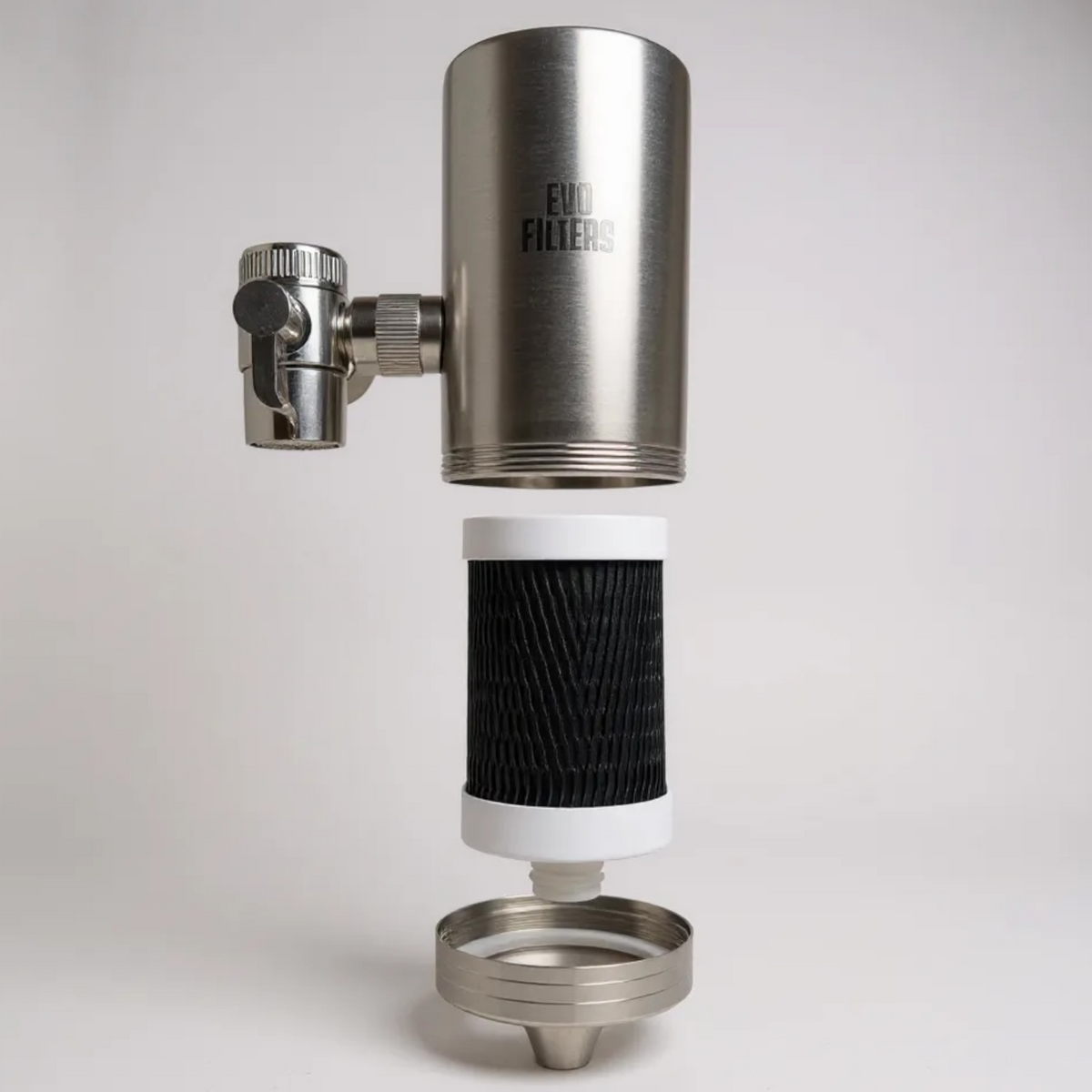Evo Faucet Water Filter - 99% Contaminant Removal - Stainless Steel Kitchen Tap Filter